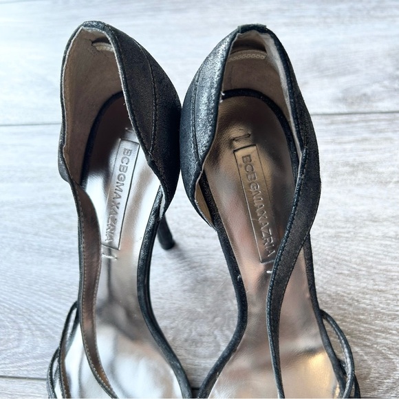BCBGMAXAZRIA Metallic Black All Leather Heeled Sandals - Picture 10 of 14